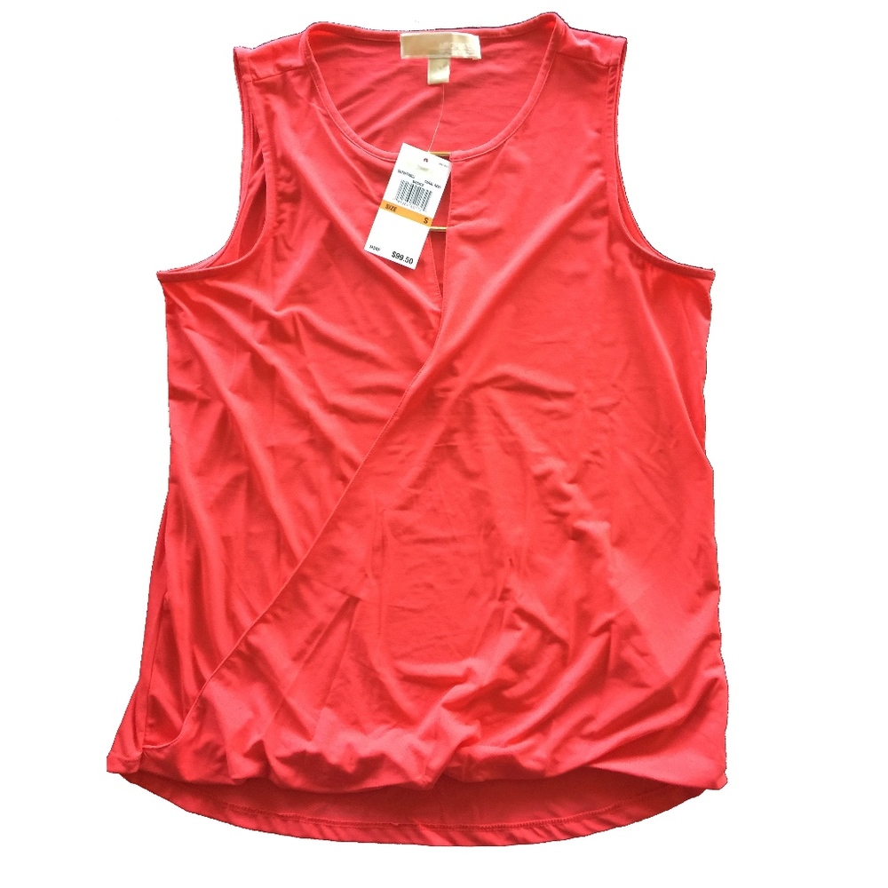 Michael Kors Coral Reef Sleeveless Keyhole Top S